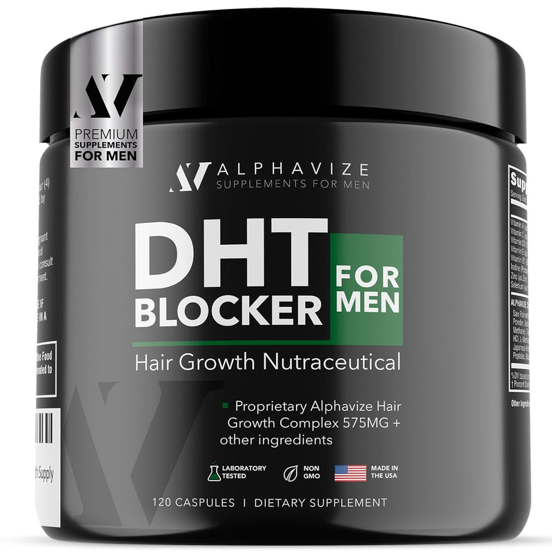 DHT Blocker Hair Growth Peptide Supplement for Men - 28 Ingredient Dermatologist Recommended Formula with Saw Palmetto, Supports Thicker Hair, Stops Hair Loss, 120 Capsules Infinity Warehouse