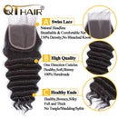 QTHAIR 12A Grade Peruvian Loose Deep Wave Human Hair 100% Unprocessed Peruvian Virgin Human Hair (16", 4x4 Closure) QTHAIR