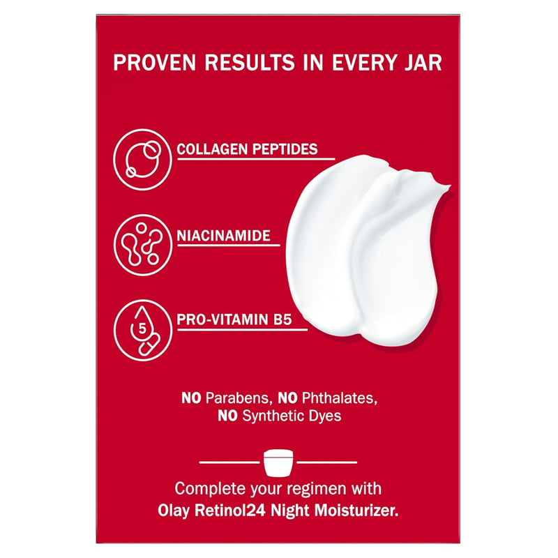 Olay Collagen Peptide MAX Face Moisturizer, Firm - Plump - Hydrate, Fragrance Free Cream with Vitamin B3, 1.7 oz - Infinity Warehouse