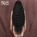 Style Icon 41" Long Wavy Synthetic Wigs Simulated Scalp Lace Front Wigs with Baby Hair Half Hand Tied 130% Density Wigs (1.5"4" Simulated Scalp, 1B) Style Icon Store