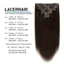 LacerHair Extensions Clip in Human Hair 22 Inch Darkest Brown
