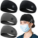 Headbands with Button for Mask, Wide Nurses Headbands Non Slip Elastic Ear Protection for Women Men Doctors Sweatband Head Wrap ABAMERICA Store