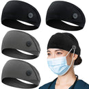 Headbands with Button for Mask, Wide Nurses Headbands Non Slip Elastic Ear Protection for Women Men Doctors Sweatband Head Wrap ABAMERICA Store