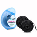 Xlent Expandable Floss Treated Activated Charcoal, Xylitol Natural Based Wax Fresh Mint Flavor | 3 Count (1 50 m Floss Blue Container Plus 2 50 m Refill Bobbins), 3 Count (1 Blister Card+2 Refill) Xlent