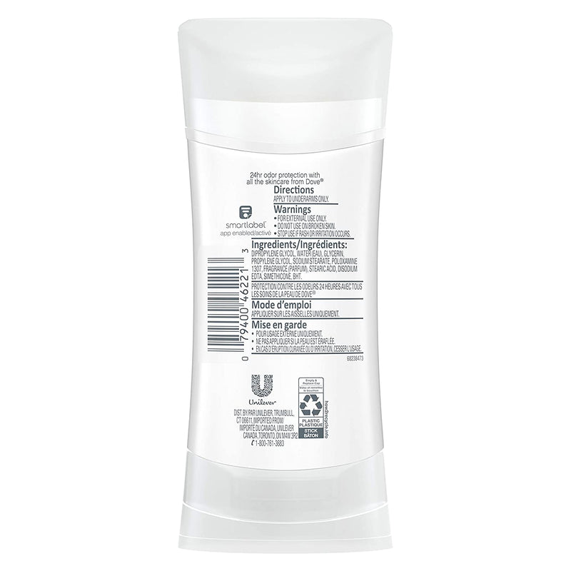 Dove 0% Aluminum Deodorant 24 Hours Odor Protection Cucumber and Green Tea with ¼ Moisturizers and 0% Alcohol 2.6 oz 4 Count Dove