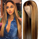 Muokass 4x4 HD Lace Front Wigs Straight Hair Brazilian Virgin Human Hair Lace Closure Wigs For Black Women 150% Density Pre Plucked With Elastic Bands 4/27 Color(22 Inch,