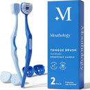Soft Bristle Tongue Brush for Adults for Bad Breath, Halitosis & Oral Hygiene - Tongue Scraper Brush with Ergonomic Handle & Protective Cap for Easy Storage & Travel - 2 Pack Infinity Warehouse