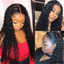Brazilian Water Wave Human Hair Wig Virgin Hair Glueless Lace Front Wigs Pre Plucked Full End Lace Wig Unprocessed Human Hair Deep Curly Wigs for Black Women Remy Hair Wigs ouchuang