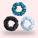 ZIMASILK 100% Mulberry Silk Hair Scrunchies, Best for Women and Girls’Hair.19MM Elastic Hair Bands for Ponytail Holder.Gentle and No hurt.(3 Pack,Light Blue,Black,Peacock Blue) ZIMASILK Store