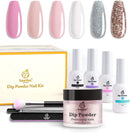 Beetles Dip Powder Nail Starter Kit 6 Colors French Tips Kit, Acrylic Dipping Powder System Starter Nail Kit for French Nail Manicure Nail Art Set Essential Kit, No UV/LED Lamp Needed, 0.53 fl.Oz/each beetles Gel Polish Store