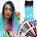 African Jumbo Braiding Synthetic Hair African Box Braids Ombre 24 Inch High Temperature Fiber Senegal Twist Braids 100g/pack 2 Tones Black/Light Blue 3 Packs Hairro Store