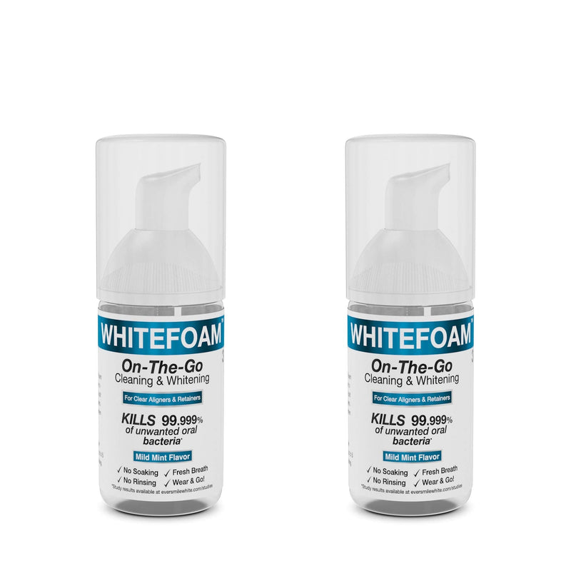 EverSmile WhiteFoam Retainer Cleaner, Invisible Aligner Cleaner, Dental Cleaner for Retainer, Aligners & Trays, Kills Bacteria, Whitens Teeth & Eliminates Bad Breath - Travel Size (2 Pack - 25 ml) EverSmile