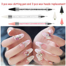 Wax Pencil for Rhinestones Acrylic Handle Dual End Rhinestone Picker Dotting Pen with Extra 3 Wax Pen Tips Crystal Gemstone Applicator Tool for Nail Art 3 pieces Kaychan