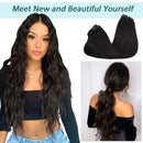 GOO GOO Human Hair Extensions Clip in PU Weft Dark Brown Seamless Hair Extensions Clip in 16 Inch 130g 7pcs Remy Hair Extensions Human Hair Thick Natural Hair Extensions Full Head for Women GOO GOO