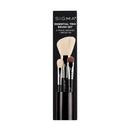 Sigma Beauty Travel Essential Trio - Makeup Brush Set for Foundation Powder Eyeshadow - 3 Tool Brushes with Brush Tin Holder - Skin Safe, Vegan Makeup Brushes for Travel - Black Infinity Warehouse