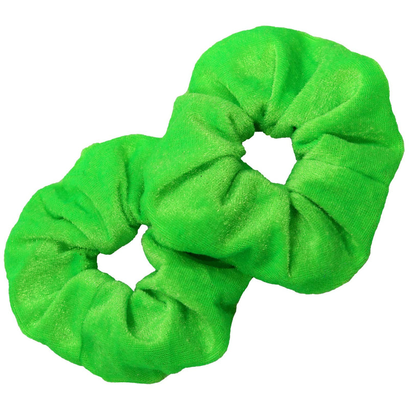 Kenz Laurenz Scrunchies for Hair - 2 Velvet Hair Ties for Women Girls Hair Elastics Ponytail Holder Scrunchy Girl Accessories Elastic Hair Bands Scrunchie Pack (Neon Green) Kenz Laurenz