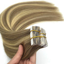 GOO GOO 24inch 50g 20pcs Tape in Human Hair Extensions Light Blonde Mixed Golden Blonde Remy Hair Extensions Tape in Straight Hair for Women GOO GOO