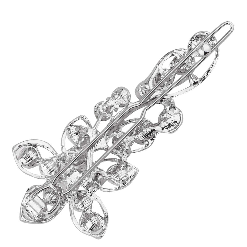 LUX ACCESSORIES Set of 2 Floral Filligree Clear Crystal Rhinestones Wedding Bridal Fashion Hair Pins LUX ACCESSORIES