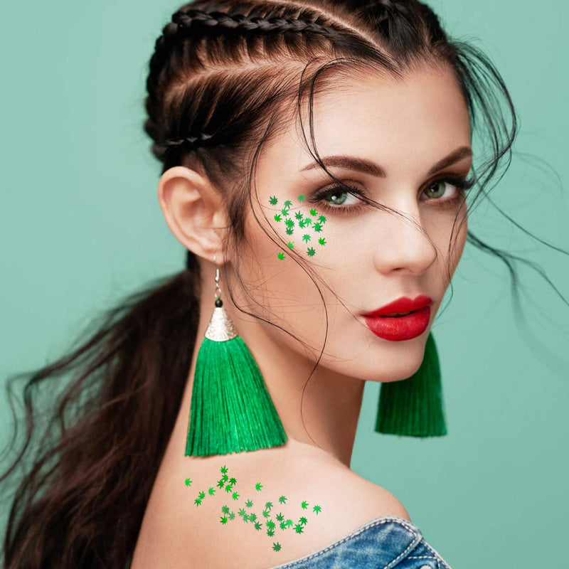 20 Grams Weed Leaf Glitter Festival Pot Leaves Nail Body Art Decoration for DIY Festival Makeup Accessories (Green) Blulu