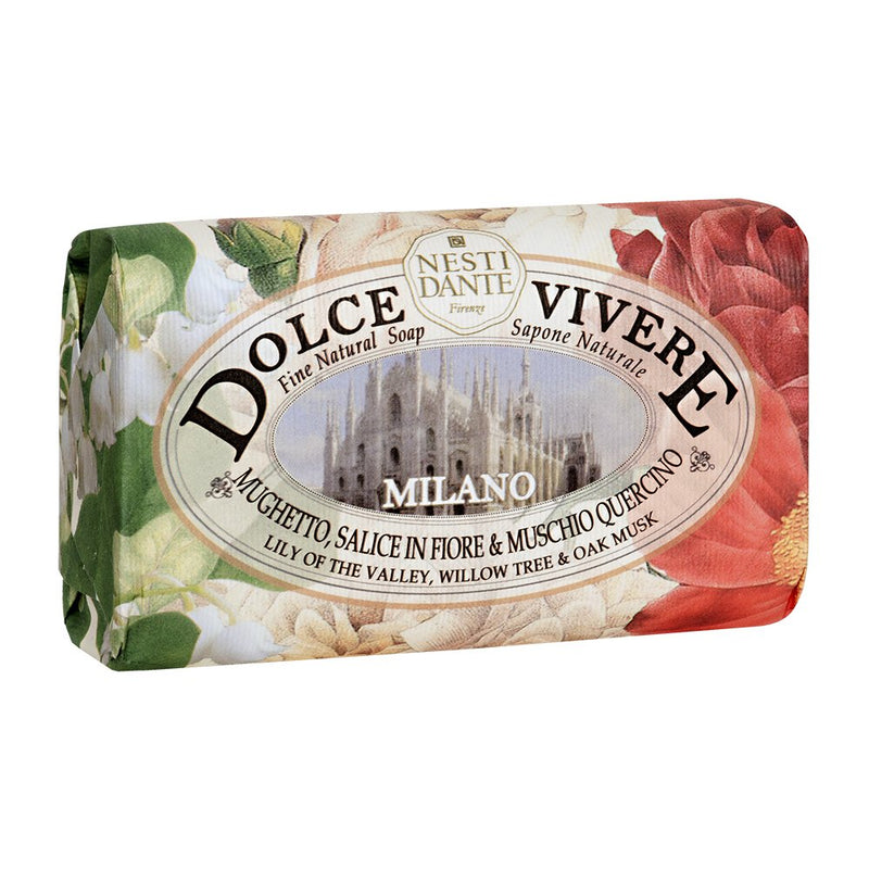 Dolce Vivere Milano Lily Of The Valley, Willow Tree & Oak Musk Fine Natural Soap Bar, 250 g Nesti Dante