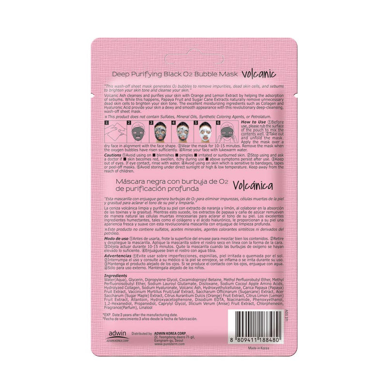 PUREDERM Volcanic Facial Mask Skin Care (10 Pack) - Korean Beauty Bubble Face Sheet Mask for Moisturizing and Hydrating - Rich Collagen and Botanical Extracts Soothe and Illuminate Your Skin Purederm