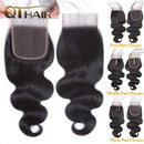 QTHAIR 12A Brazilian Body Wave Lace Closure Free Part 4×4 12inch Brazilian Body Wave Virgin Human Hair Swiss Lace Closure QTHAIR