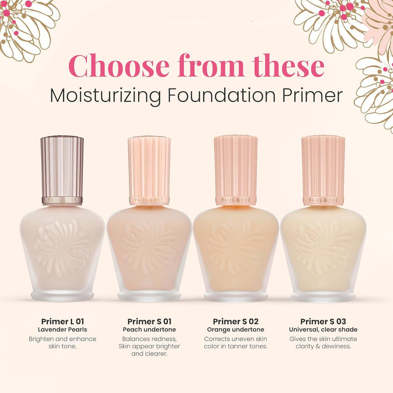 Paul & Joe Moisturizing Foundation Primer, Lightweight Makeup Primer, Sheer and illuminating Foundation Makeup, Face Makeup Base for Fair Complexions & Pink Undertones, Primer S 01 Peach, 1 fl oz Infinity Warehouse