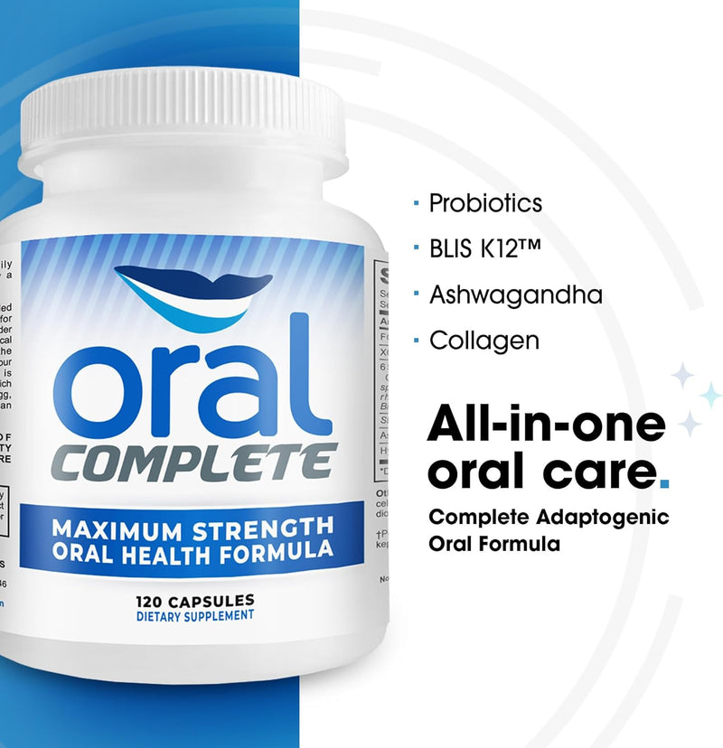 Oral Complete 11-in-1 Dental Probiotics, Bad Breath Treatment Halitosis Tonsil Stone with Non-GMO with BLIS K12, Ashwagandha and Collagen, 120 Capsules Infinity Warehouse