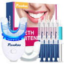 Teeth Whitening Kit with LED Light at Home for Sensitive Teeth,Professional Tooth Whitener with 2xDouble-sided Silicone Mouth Tray,10xTeeth Whitening Gel,Safely and Effectively Whitens in 15 Minutes Pankoo