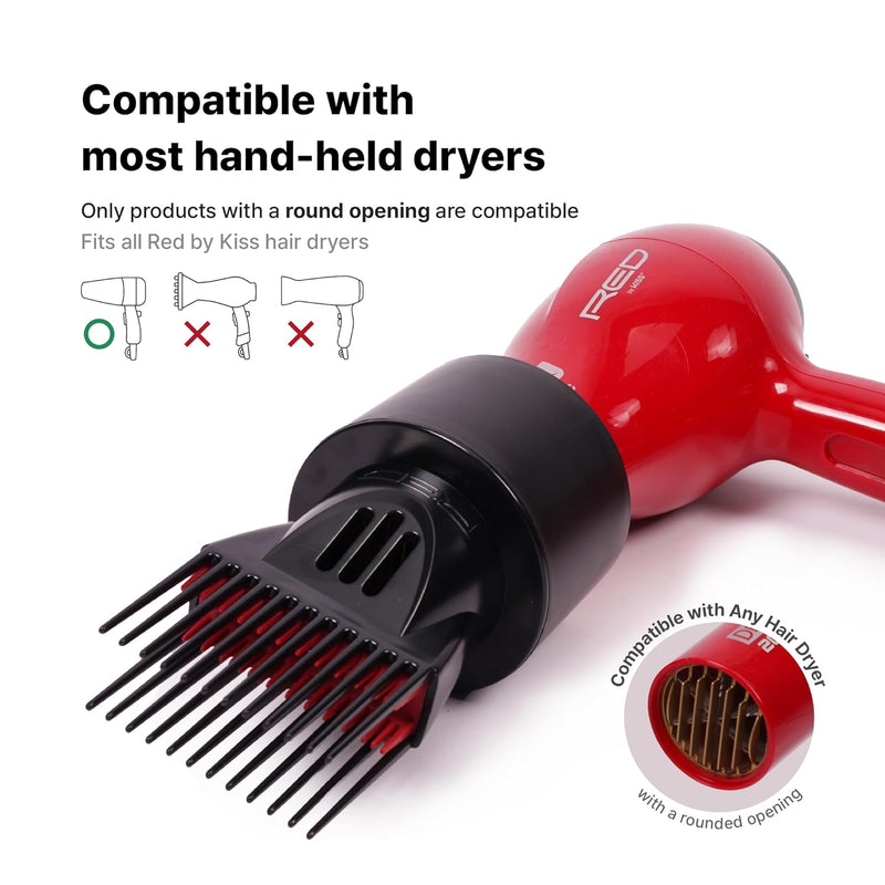 Red by Kiss Universal Detangling Blow Dryer Hair Styling Pik – Compatible with all Hair Dryers Infinity Warehouse