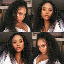 CYNOSURE 13x4 Lace Front Wigs Human Hair Pre Plucked 180% Density Brazilian Kinky Curly Lace Frontal Wig with Baby Hair 9A Natural Black Human Hair Wigs for Black Women(16, Curly Wigs) CYNOSURE
