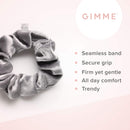 GIMME Good Vibes Scrunchy Pack, Secure Hair Ties. No-Slip or Snag. Variety Pack Denim, Corduroy, Faux Leather, Blush, and Velvet Scrunchies (5 Count) GIMME