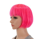 SWACC 10 Inch Short Straight Bob Wig with Bangs Synthetic Colorful Cosplay Daily Party Flapper Wig for Women and Kids with Wig Cap (Hot Pink) SWACC Store
