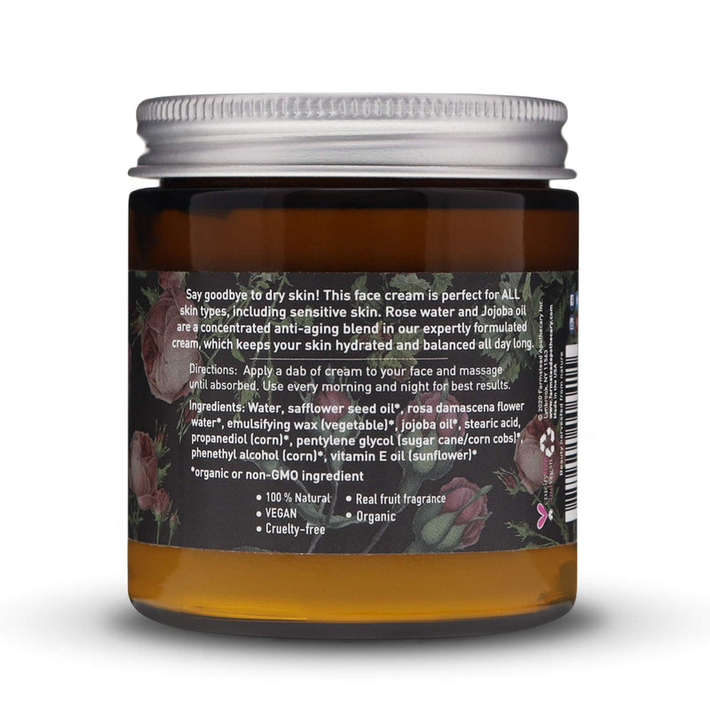 Farmstead Apothecary 100% Natural Anti-Aging Rose Water Face Cream 4 oz Farmstead Apothecary