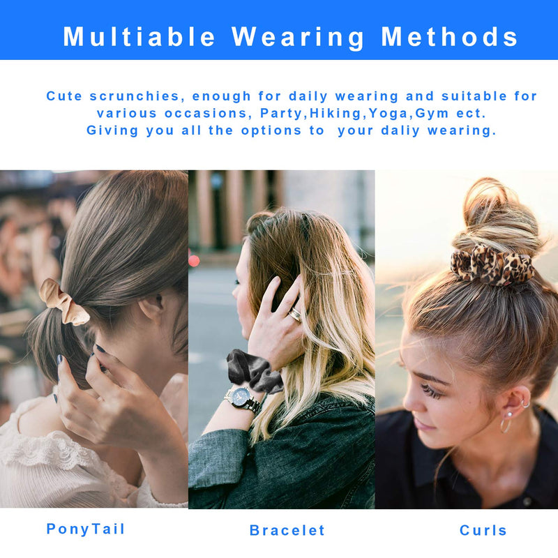 Velvet Scrunchies with Pocket Hidden Zipper Stash Hair Ties Elastic Bands for Girls Women Hair Accessories Great Scrunchy 4Pcs for Friends qiyue