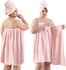 REDKISS Blue Towel Wrap for Women, XL Spa Shower Wrap with Hair Towel, Super Absorbent Bath Towels Robe for Body, Adjustable Microfiber Plush Bathrobe for Girls, Warmth Velcro Plus Size Wraps Towels Infinity Warehouse