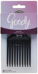 Goody Comb & Lift Hair Pick, Assorted Colors, 3 Count (Pack of 1) GOODY