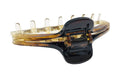 Parcelona French Slim Double Shaded Crystal Clear Tortoise Brown Shell Celluloid Tight Jaw Hairgrips Claw Clip Clamp Clutcher for Fine Hair for Women and Girls Parcelona