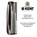 Kent 12T All Coarse Hair Detangling Comb Wide Teeth Pocket Comb for Thick Curly Wavy Hair. Hair Detangler Comb for Grooming Styling Hair, Beard and Mustache. Saw-Cut Hand Polished. Handmade in England KENT Store