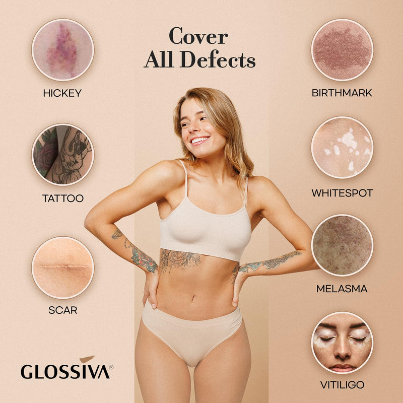 Tattoo Cover Up Makeup Waterproof Concealer For Dark Spots, Scars, Vitiligo, And More - 2x30ml - Use on Body, For Legs, for Men and Women (2x30ml) Infinity Warehouse