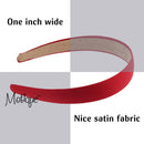 1 Inch Satin Hard Headband (Dark Red) Motique Accessories Store