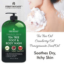 100% Natural Tea Tree Body Wash & Foot Wash - Fights with Corns, Calluses, Dandruff & Warts, Nail Issues, Athletes Foot, Ringworms, Acne treatment, Eczema & Body Odor, Jock Itch - 16 fl oz with dispenser pump First Botany Store