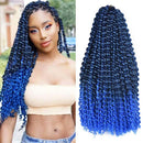 6 Packs Passion Twists Hair 18inch Ombre Blue Water Wave Crochet Hair for Butterfly Soft Locs Synthetic Crochet Hair Passion Twist Long Bohemian Locs Braiding Hair Extensions (18" 6packs Tblue