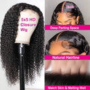 UNice Hair 5x5 HD Lace Closure Wig Human Hair for Black Women, 10A Brazilian Virgin Hair Jerry Curly Transparent Lace Closure Wigs Pre Plucked with Baby Hair 180% Density 26 inch UNICE Store