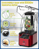 Commercial Quiet Blender, 2200 Watt Professional Countertop Blender with 80oz Pitcher, Built-in Pulse & 15-speeds Control, Smoothie Blender for Commercial and Home, K90 Red Infinity Warehouse