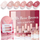 Double Rhythm 6 Pcs 15 ML Gel Polish Set Same Color Same Bottle Soak Off Gel Polish Kit Nail Art Manicure Salon DIY at Home for Women (Jelly Burgundy Red Glitter Silver -T6-56) Infinity Warehouse