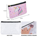 WERNNSAI Sparkly Unicorn Makeup Bag - Sequin Pink Zipper Bag for Girls Women Pencil Case Travel Toiletry Cosmetic Pouch Gift WERNNSAI Store