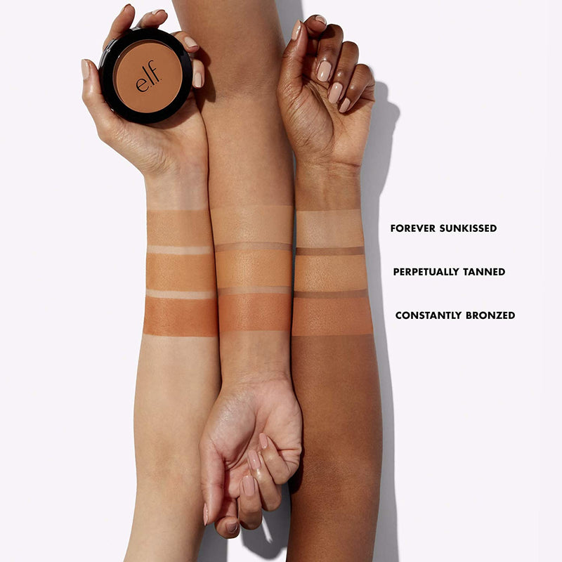 e.l.f, Primer-infused Bronzer, Long-Wear, Matte, Bold, Lightweight, Blends Easily, Contours Cheeks, Forever Sun Kissed, All-Day Wear, 0.35 Oz e.l.f.