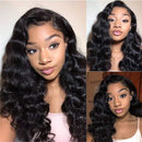 BLY 13x4 Frontal Wigs Loose Deep Wave Lace Front Human Hair Wigs Pre Plucked with Baby Hair 18 Inch Glueless for Black Women 150% Density Natural Black BLY