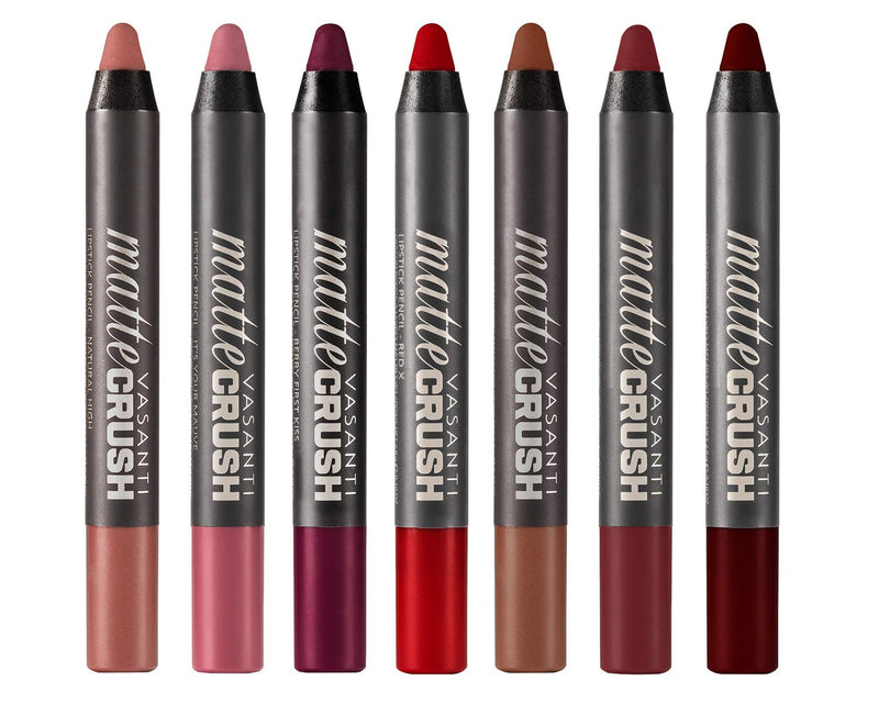 VASANTI Matte Crush Lipstick Pencil (Berry First Kiss - Rich Plum Berry) - High Pigmented Waterproof Soft Matte Lip Liner Makeup Cosmetics Vasanti Cosmetics